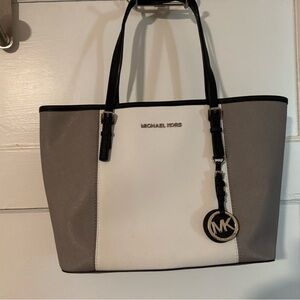 Michael Kors White, Gray & Black Colorblock Tote